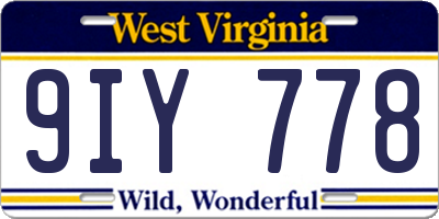 WV license plate 9IY778