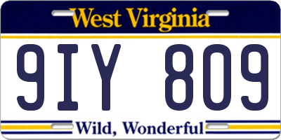 WV license plate 9IY809