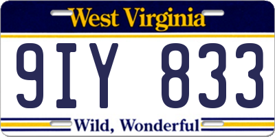 WV license plate 9IY833