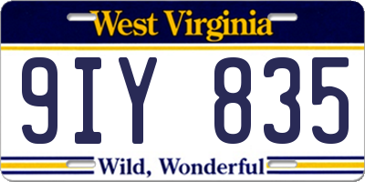 WV license plate 9IY835