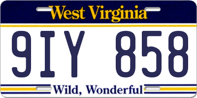 WV license plate 9IY858