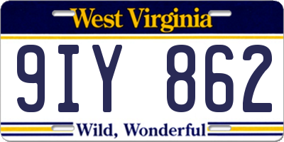 WV license plate 9IY862