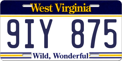 WV license plate 9IY875