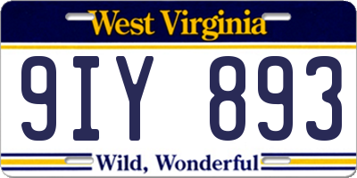 WV license plate 9IY893