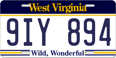 WV license plate 9IY894