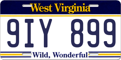 WV license plate 9IY899
