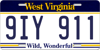 WV license plate 9IY911