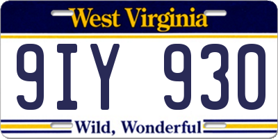 WV license plate 9IY930