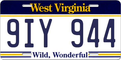 WV license plate 9IY944