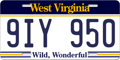 WV license plate 9IY950