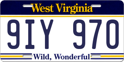 WV license plate 9IY970