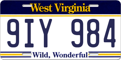 WV license plate 9IY984