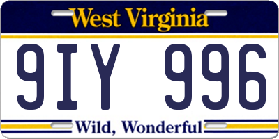WV license plate 9IY996