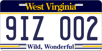 WV license plate 9IZ002