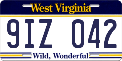 WV license plate 9IZ042