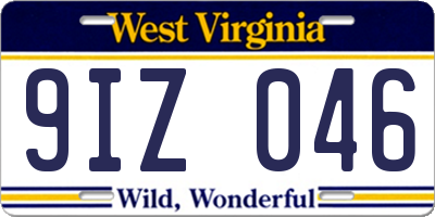 WV license plate 9IZ046