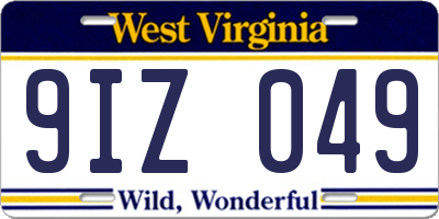 WV license plate 9IZ049