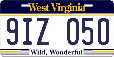 WV license plate 9IZ050