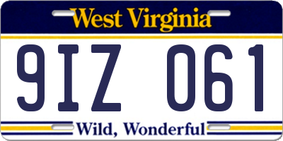 WV license plate 9IZ061