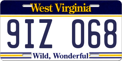 WV license plate 9IZ068