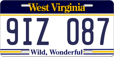 WV license plate 9IZ087