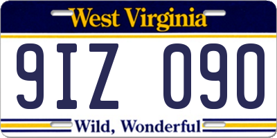 WV license plate 9IZ090