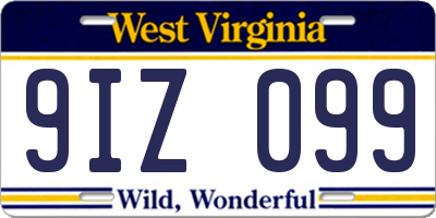WV license plate 9IZ099