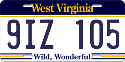 WV license plate 9IZ105