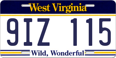 WV license plate 9IZ115