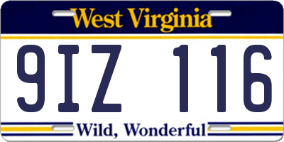 WV license plate 9IZ116