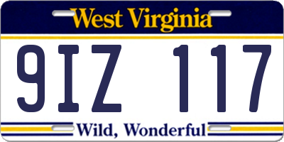 WV license plate 9IZ117