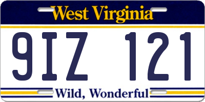 WV license plate 9IZ121