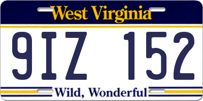 WV license plate 9IZ152