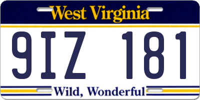 WV license plate 9IZ181