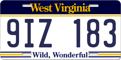WV license plate 9IZ183