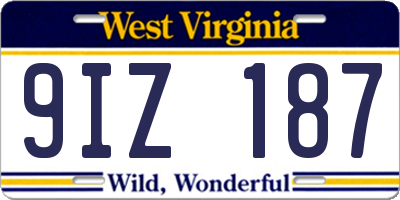 WV license plate 9IZ187