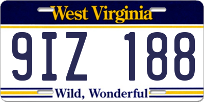 WV license plate 9IZ188