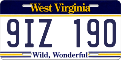 WV license plate 9IZ190