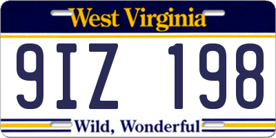 WV license plate 9IZ198