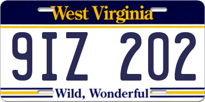 WV license plate 9IZ202