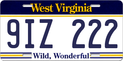 WV license plate 9IZ222
