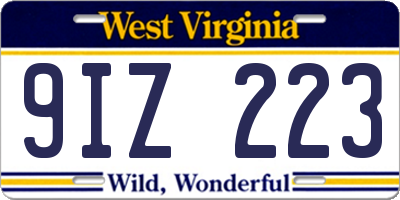 WV license plate 9IZ223