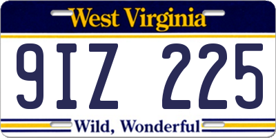 WV license plate 9IZ225