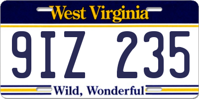 WV license plate 9IZ235