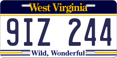 WV license plate 9IZ244