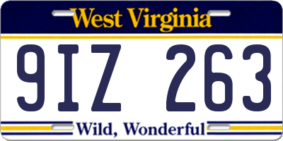 WV license plate 9IZ263