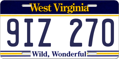 WV license plate 9IZ270