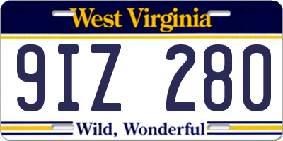WV license plate 9IZ280