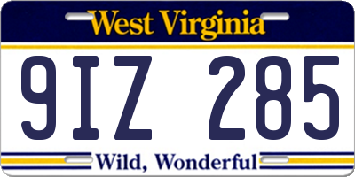 WV license plate 9IZ285