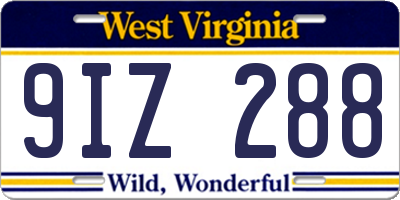 WV license plate 9IZ288